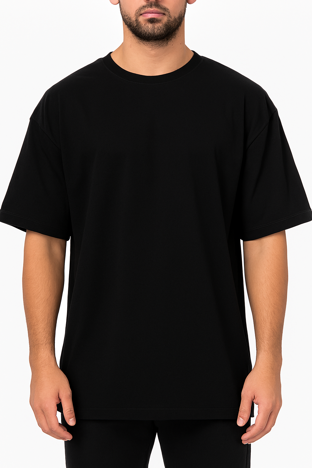 Men's Black Oversized Plain /Loose Fit Crew Neck T-Shirt