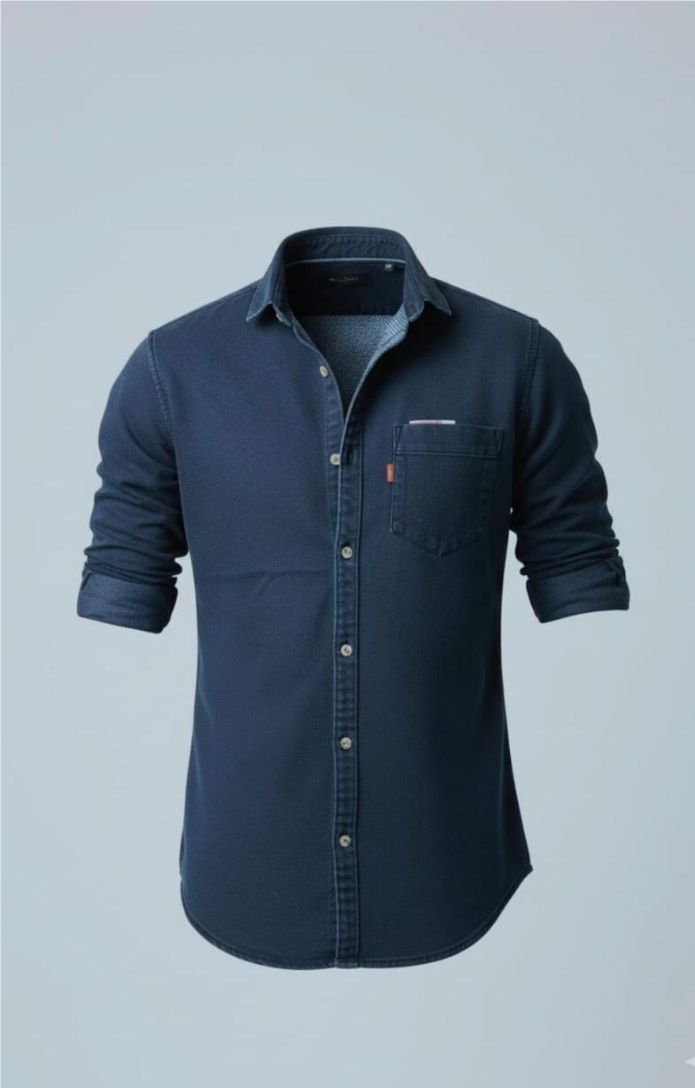 Cranky Men's Blue Slim Fit Denim Shirt